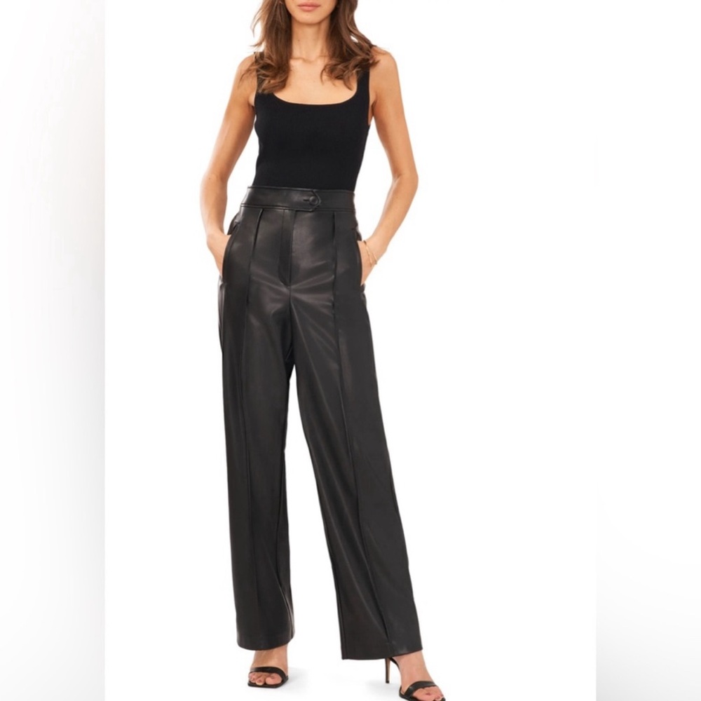 NWT Halogen Faux Leather Fleece Lined Wide leg Pants